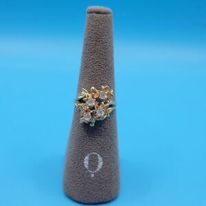 Vintage 14k Yellow Gold Flower Cluster Bouquet Diamond Statement Ring